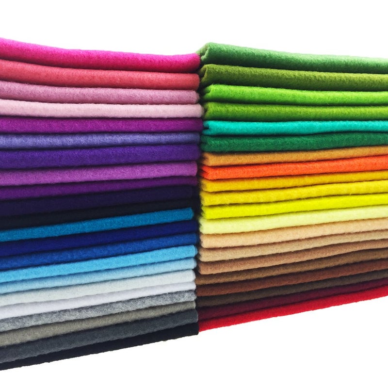 flic-flac 42pcs1.4mm Thick Soft Felt Fabric Sheet Assorted Color Felt Pack DIY Craft Sewing Squares Nonwoven Patchwork (25cm * 25cm) - Image 2